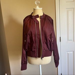 Free People Maroon Bomber Jacket, Size S